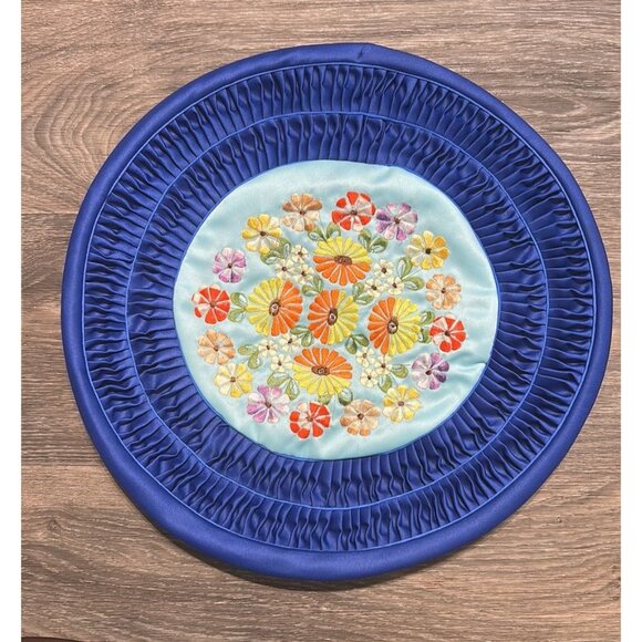 Vintage Bundle Handmade Korean Patchwork Floor Cushion Cover Throw Pillow Satin - Picture 4 of 16